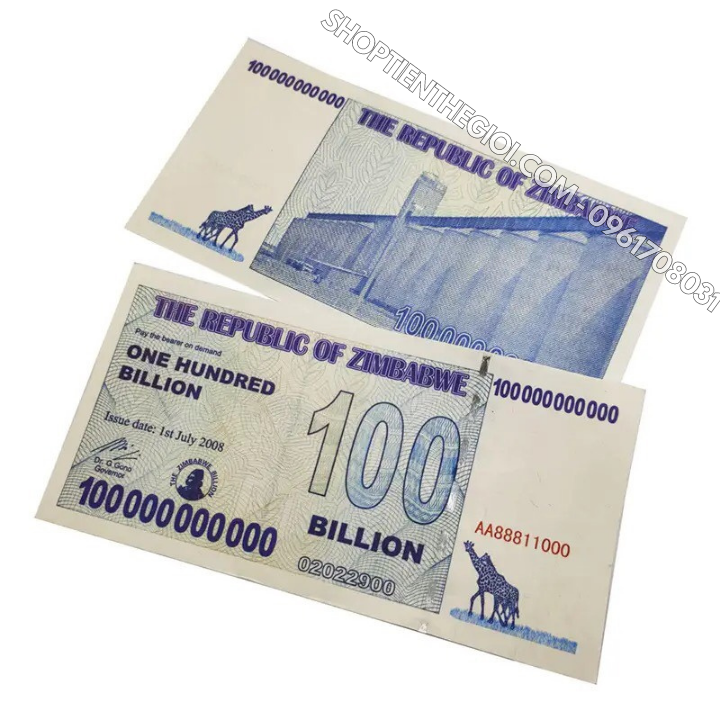 Tiền Lưu Niệm 100 Tỷ Zimbabwe Hình Hưu Cao Cổ - SP006002